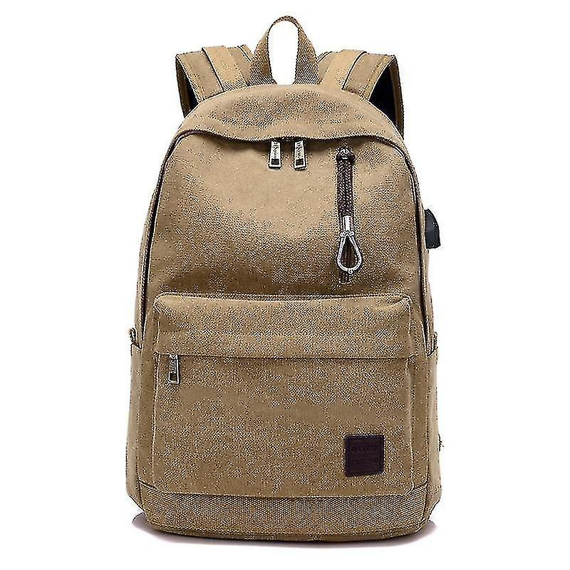 Foto 2 pulgar | Mochila Huoguo De Lona Unisex De Alta Calidad Con Puerto Usb, Color Caqui - Venta Internacional.