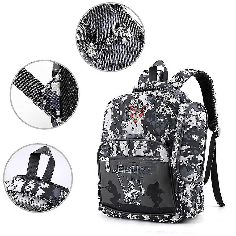 Foto 4 pulgar | Mochila Huoguo Camo, Mochila Escolar Duradera Para Niños, Azul - Venta Internacional.