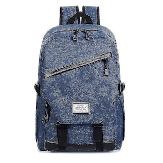 Foto 1 | Mochila Huoguo Espaciosa Con Detalles De Piel Sintética Azul Oscuro - Venta Internacional.