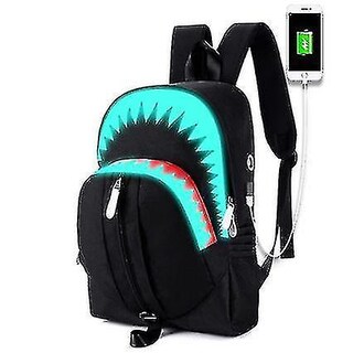 Foto 1 | Mochila Huoguo Luminous Shark Con Función Usb, Impermeable, Negra - Venta Internacional.