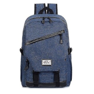 Foto 1 | Mochila Huoguo Espaciosa Con Detalles De Piel Sintética Azul Oscuro - Venta Internacional.