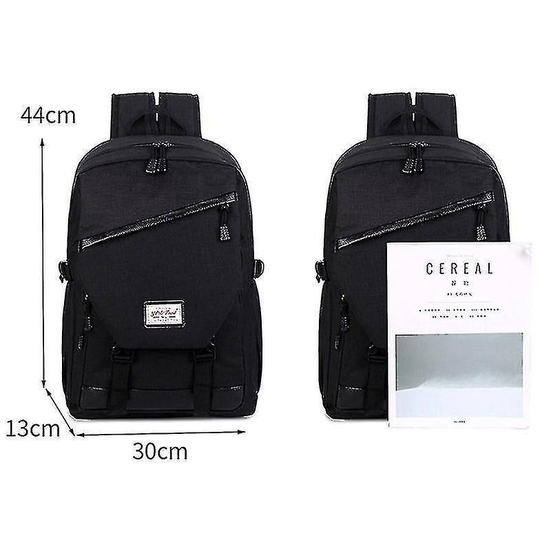 Foto 2 | Mochila Huoguo Espaciosa Con Detalles De Piel Sintética Azul Oscuro - Venta Internacional.