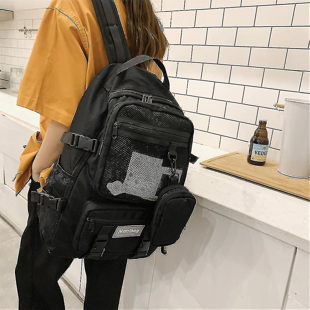 Foto 2 | Mochila Huoguo De Tela Oxford Negra De Gran Capacidad Para La Universidad - Venta Internacional.