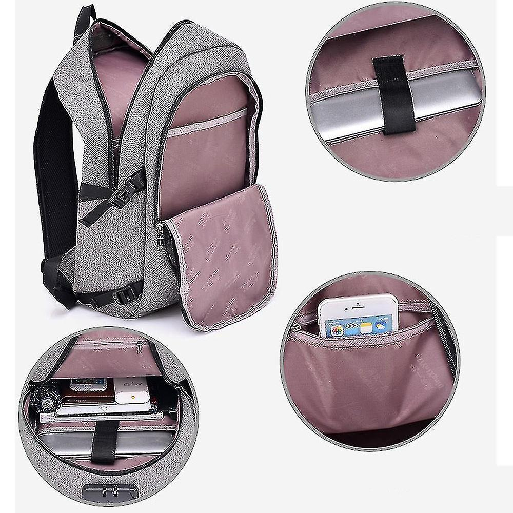 Foto 2 | Mochila Huoguo Multifuncional Empresarial Antirrobo Usb Gris - Venta Internacional.
