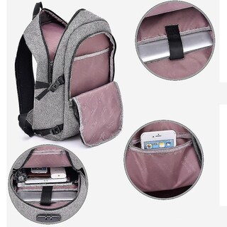Foto 2 | Mochila Huoguo Multifuncional Empresarial Antirrobo Usb Gris - Venta Internacional.