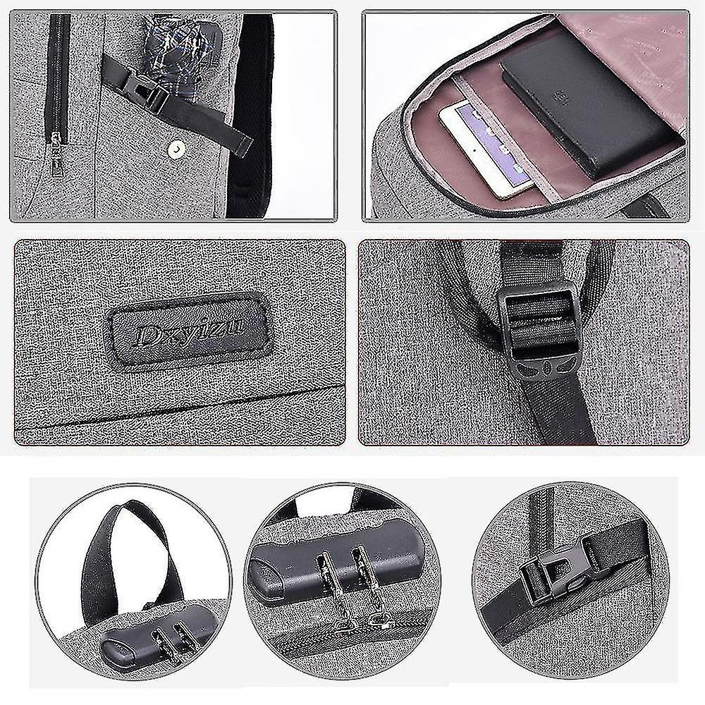 Foto 4 pulgar | Mochila Huoguo Multifuncional Empresarial Antirrobo Usb Gris - Venta Internacional.