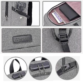 Foto 3 | Mochila Huoguo Multifuncional Empresarial Antirrobo Usb Gris - Venta Internacional.