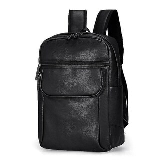 Foto 1 | Mochila Huoguo Para Hombre De Piel Sintética De Gran Capacidad, Color Negro - Venta Internacional.