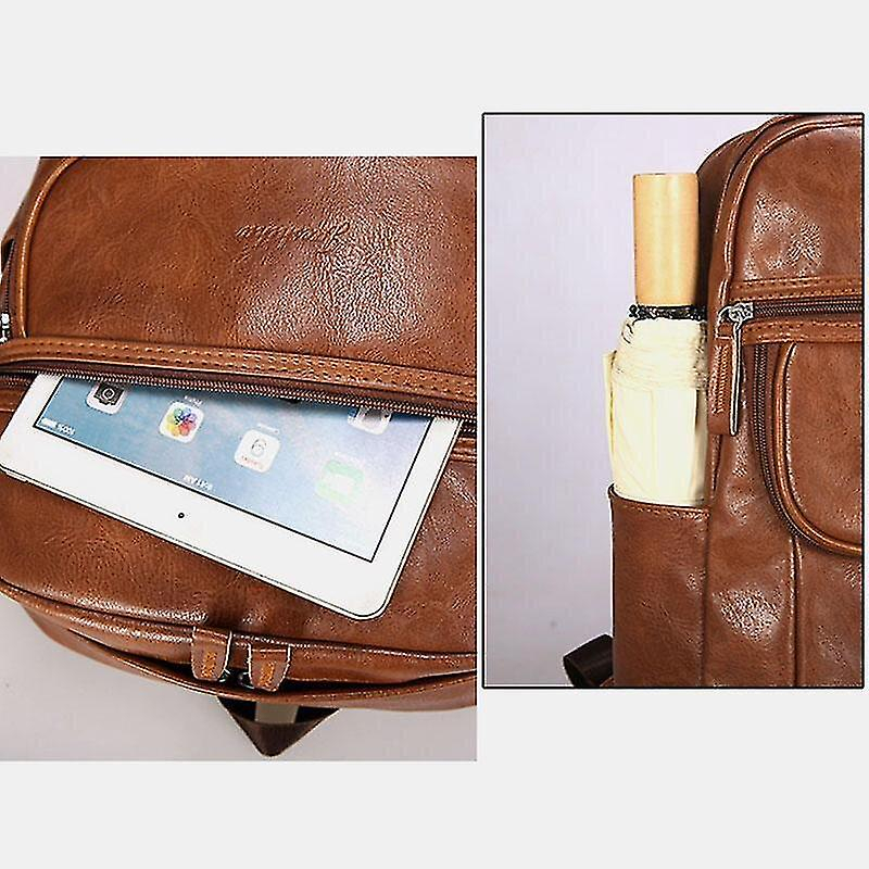 Foto 2 | Mochila Huoguo Para Hombre De Piel Sintética De Gran Capacidad, Color Negro - Venta Internacional.