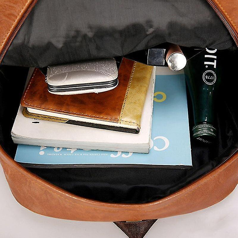 Foto 4 | Mochila Huoguo Para Hombre De Piel Sintética De Gran Capacidad, Color Negro - Venta Internacional.