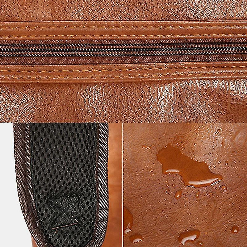 Foto 6 pulgar | Mochila Huoguo Para Hombre De Piel Sintética De Gran Capacidad, Color Negro - Venta Internacional.