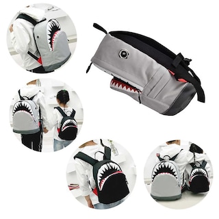 Foto 2 | Mochila Escolar Sanlin Beans Shark De Lona Para Niños Gris - Venta Internacional.