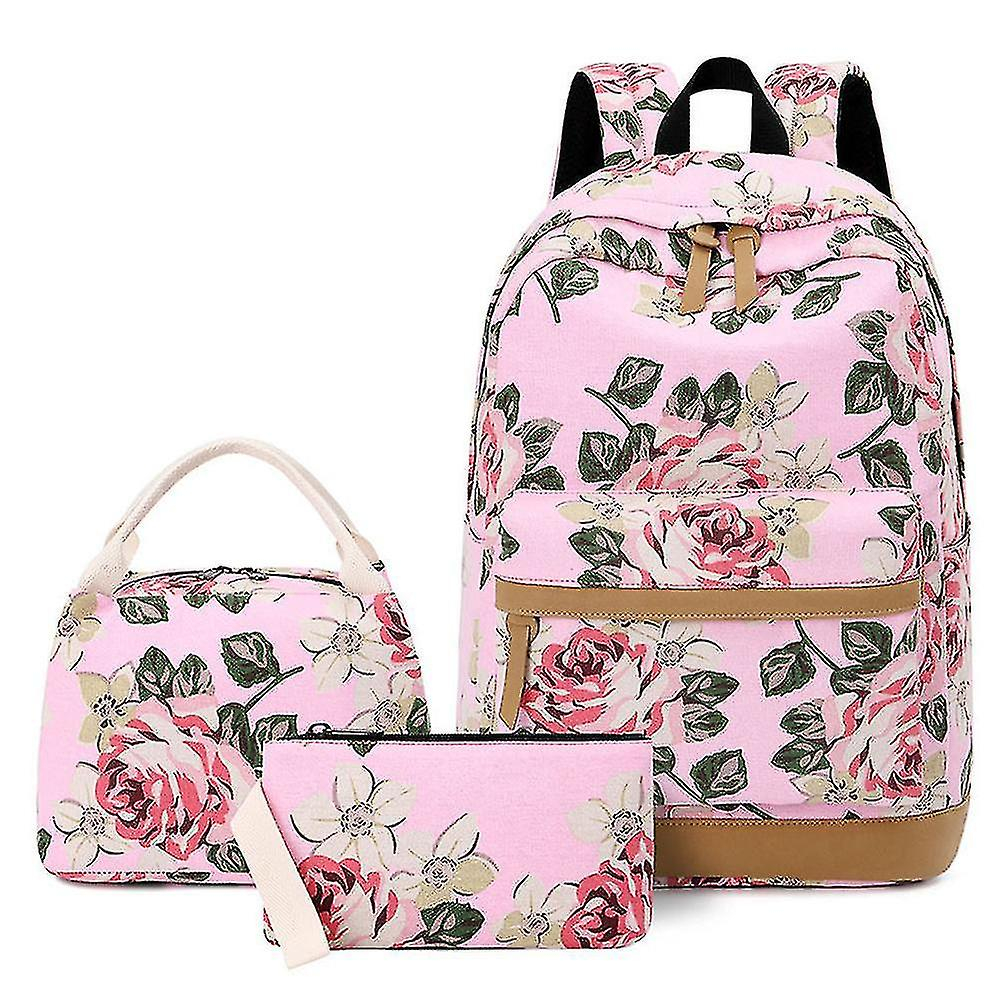 Foto 2 pulgar | Mochila Huoguo De Lona Impermeable Con Estampado De Flores Rosas - Venta Internacional.