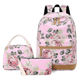 Foto 1 | Mochila Huoguo De Lona Impermeable Con Estampado De Flores Rosas - Venta Internacional.