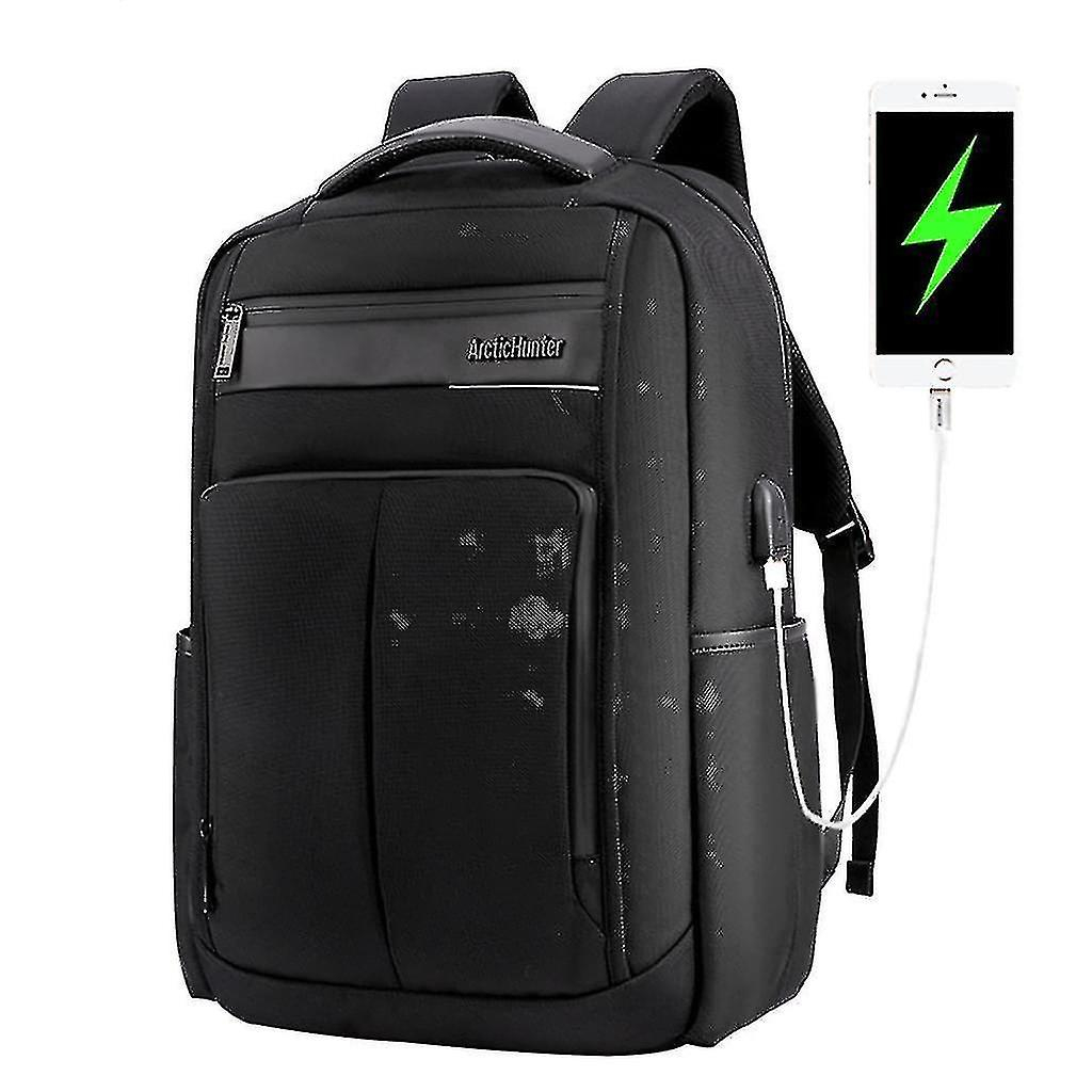 Foto 3 | Mochila Huoguo B00121c De 46 Cm Con Carga Usb Para Portátil De 15,6 Pulgadas, Color Negro - Venta Internacional.