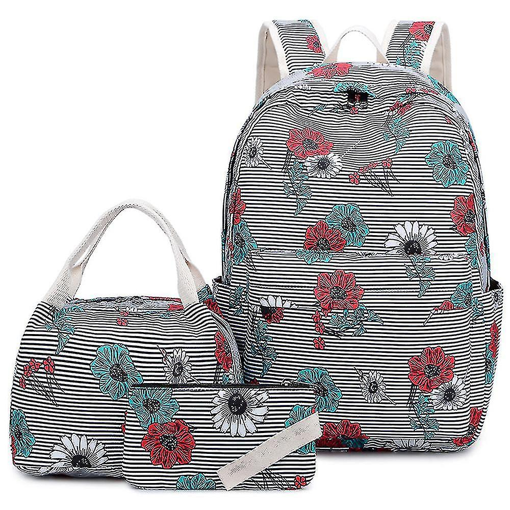 Foto 2 pulgar | Set De Mochila Impermeable De Nailon Para Mujer Con Estampado De Flores - Venta Internacional.