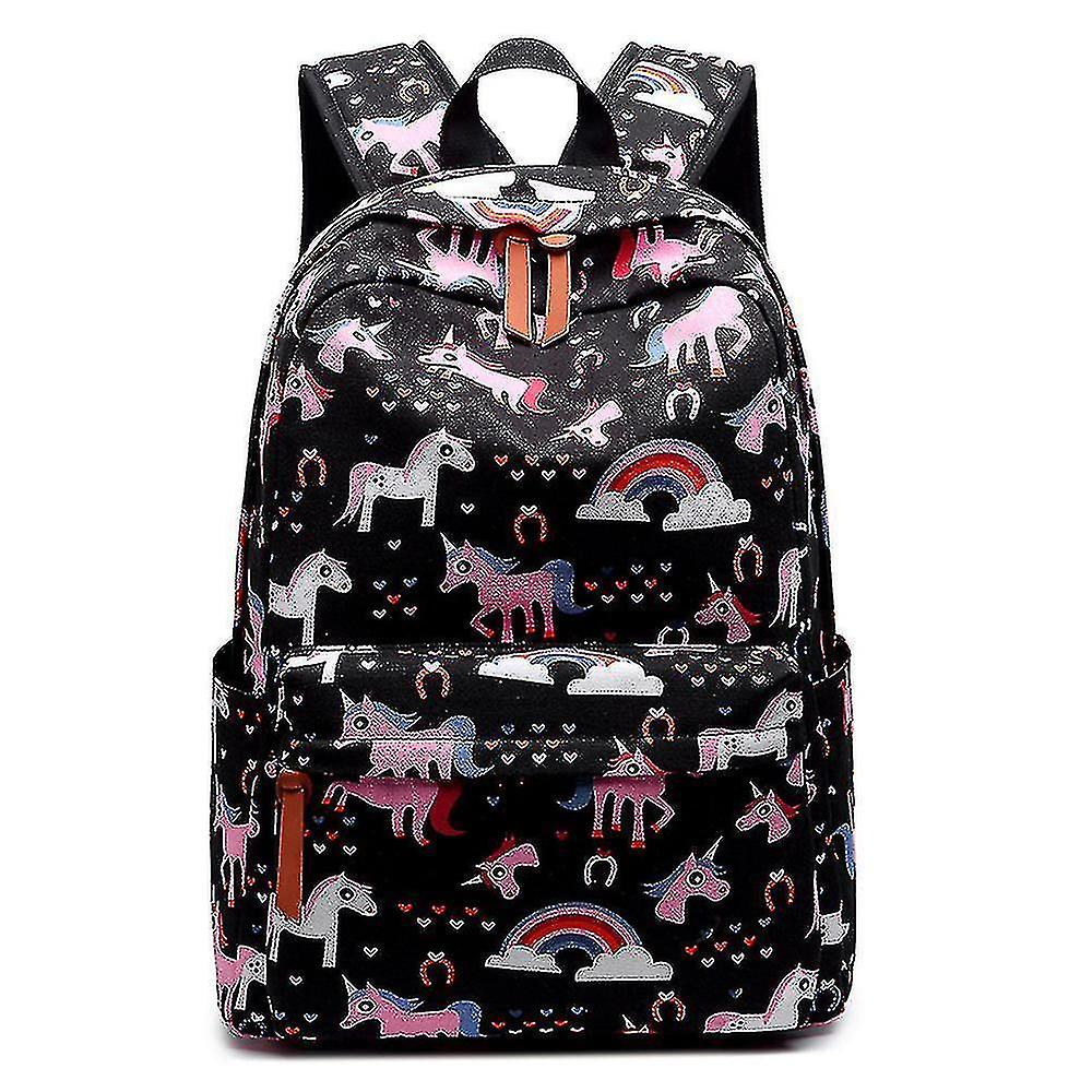 Foto 2 pulgar | Mochila Huoguo De Lona Negra Impermeable Para Niños Y Escuelas - Venta Internacional.