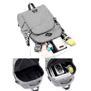 Foto 2 | Mochila Huoguo Leisure Student Campus, Impermeable, 36-55 L, Color Gris - Venta Internacional.