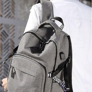 Foto 4 | Mochila Huoguo Leisure Student Campus, Impermeable, 36-55 L, Color Gris - Venta Internacional.