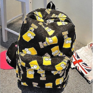 Foto 1 | Mochila Huoguo Con Dibujos Animados De Los Simpson, Lienzo Negro - Venta Internacional.