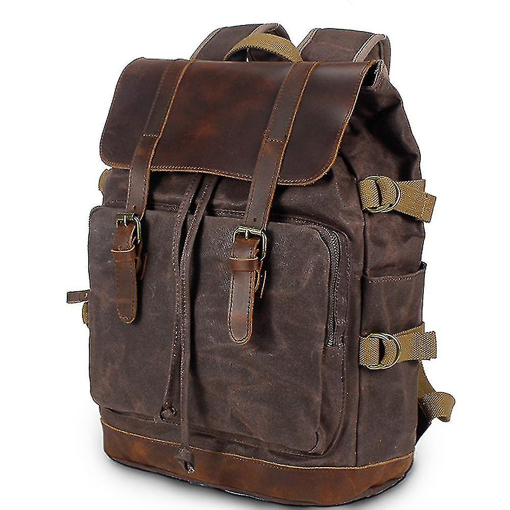 Foto 1 | Mochila Huoguo, Bolsa De Viaje Retro De Lona, De Piel, Impermeable - Venta Internacional.