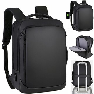 Foto 2 | Mochila Para Portátil Sanlin Beans Con Carga Usb Impermeable (negra) - Venta Internacional.
