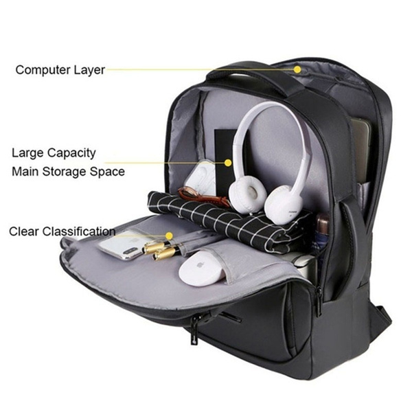 Foto 5 pulgar | Mochila Para Portátil Sanlin Beans Con Carga Usb Impermeable (negra) - Venta Internacional.