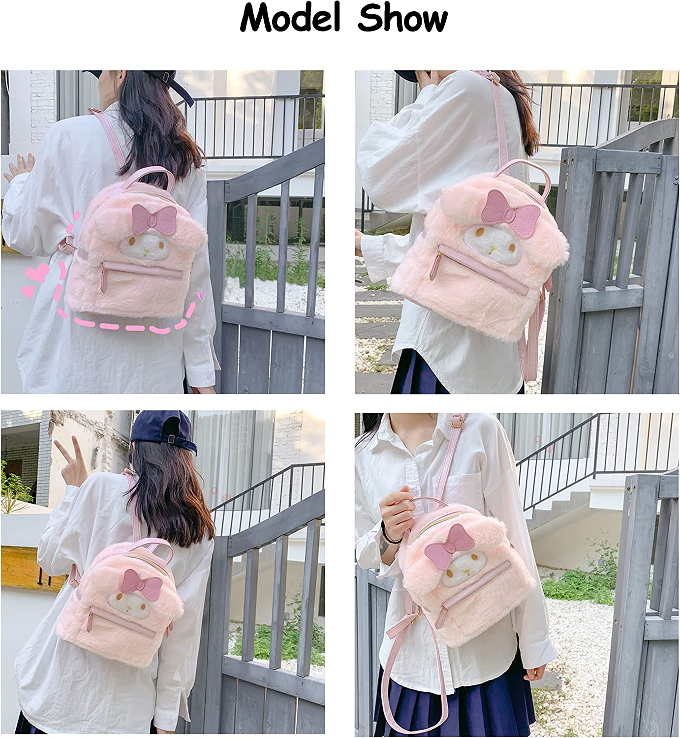 Foto 4 pulgar | Mochila De Felpa Para La Escuela Huoguo Cute Girl Pink Rabbit - Venta Internacional.