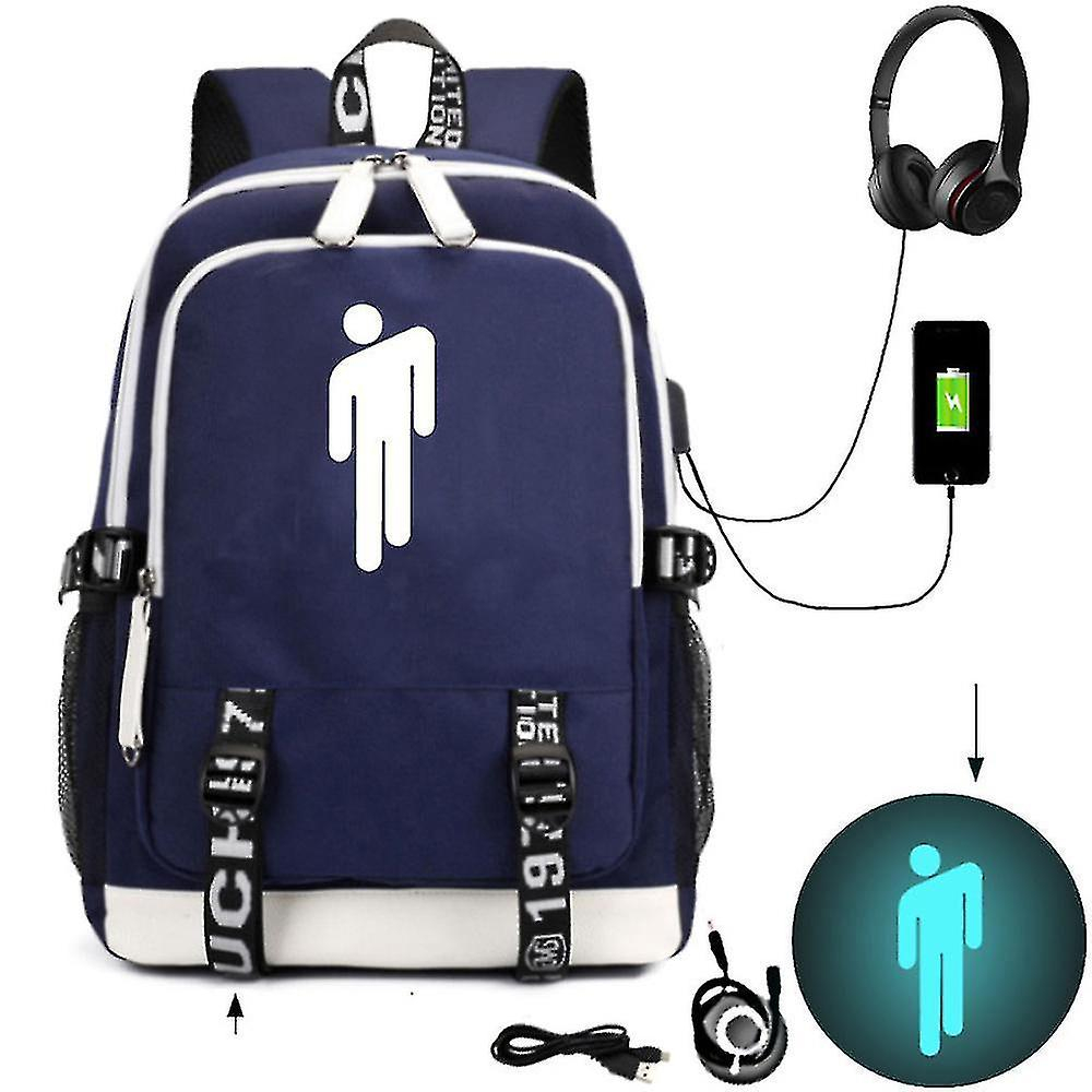 Foto 2 pulgar | Mochila Huoguo Billie Eilish Pattern De Nailon Recargable Por Usb - Venta Internacional.