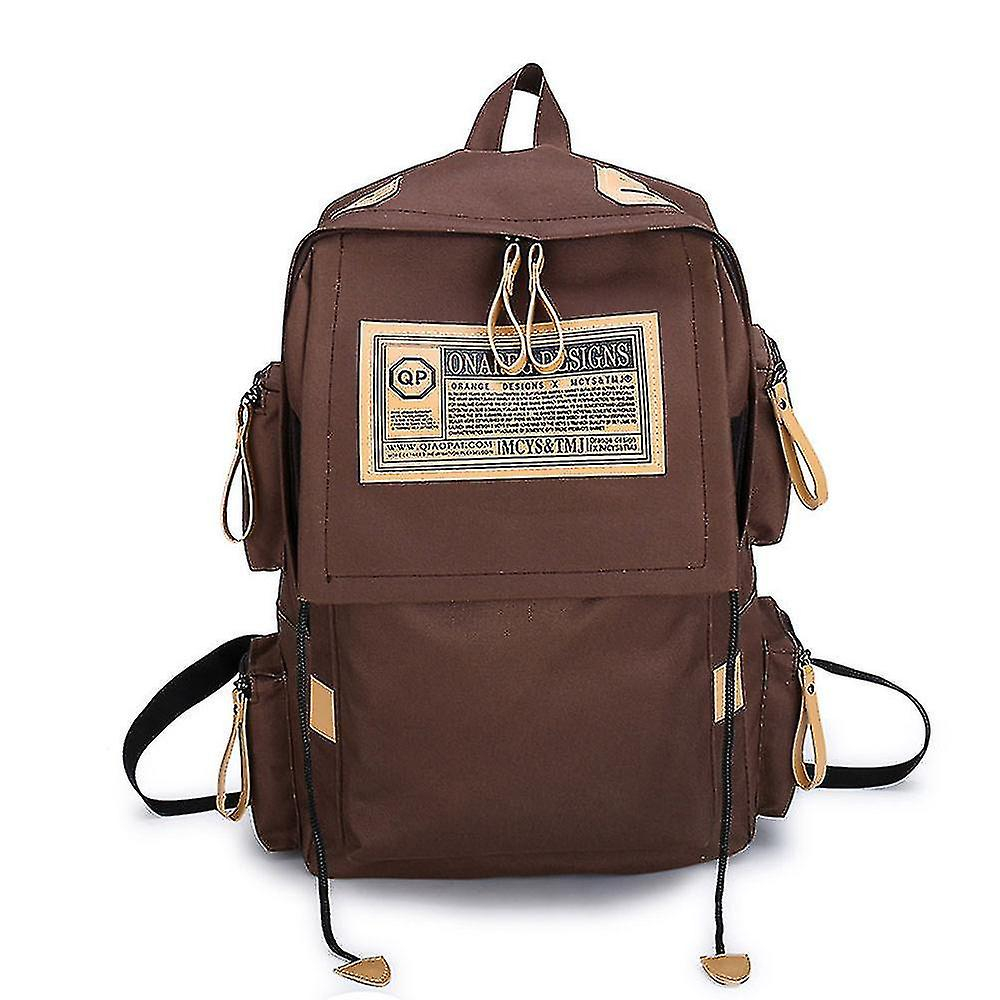 Mochila Huoguo Canvas Para Escuela Secundaria, Casual, Marrón - Venta Internacional.