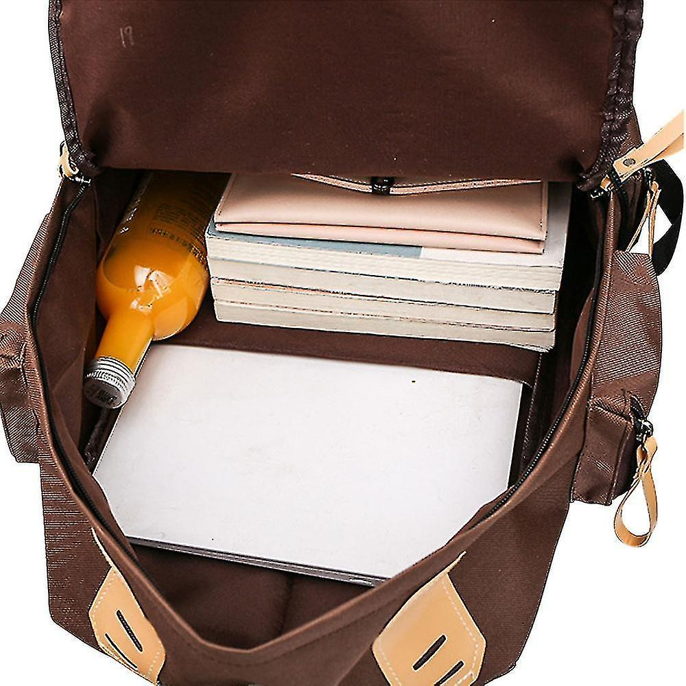 Foto 4 pulgar | Mochila Huoguo Canvas Para Escuela Secundaria, Casual, Marrón - Venta Internacional.