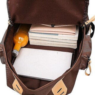Foto 3 | Mochila Huoguo Canvas Para Escuela Secundaria, Casual, Marrón - Venta Internacional.
