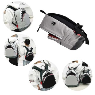 Foto 3 | Mochila Huoguo Shark Canvas School Cartoon Black Grey Large - Venta Internacional.