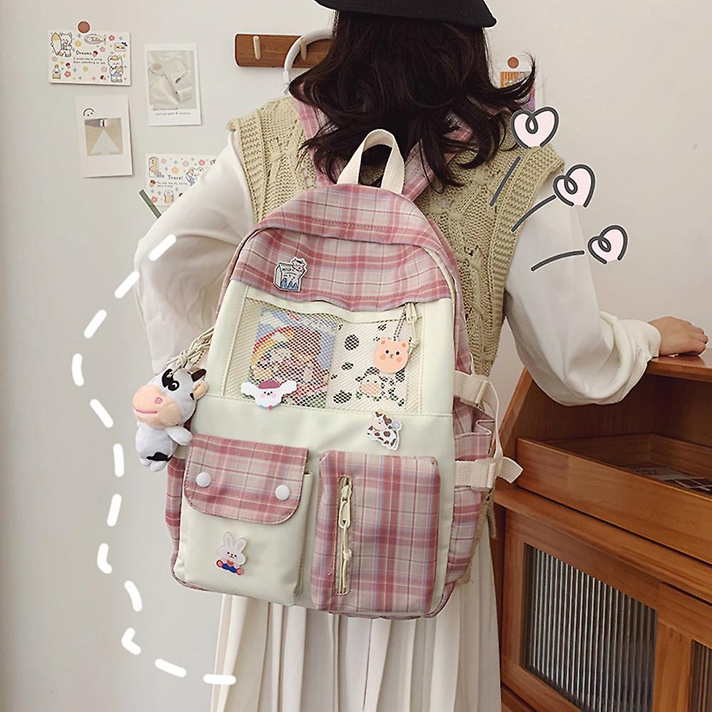 Foto 2 pulgar | Mochila Sanlin Beans Harajuku Ulzzang High School Pink Nylo - Venta Internacional.