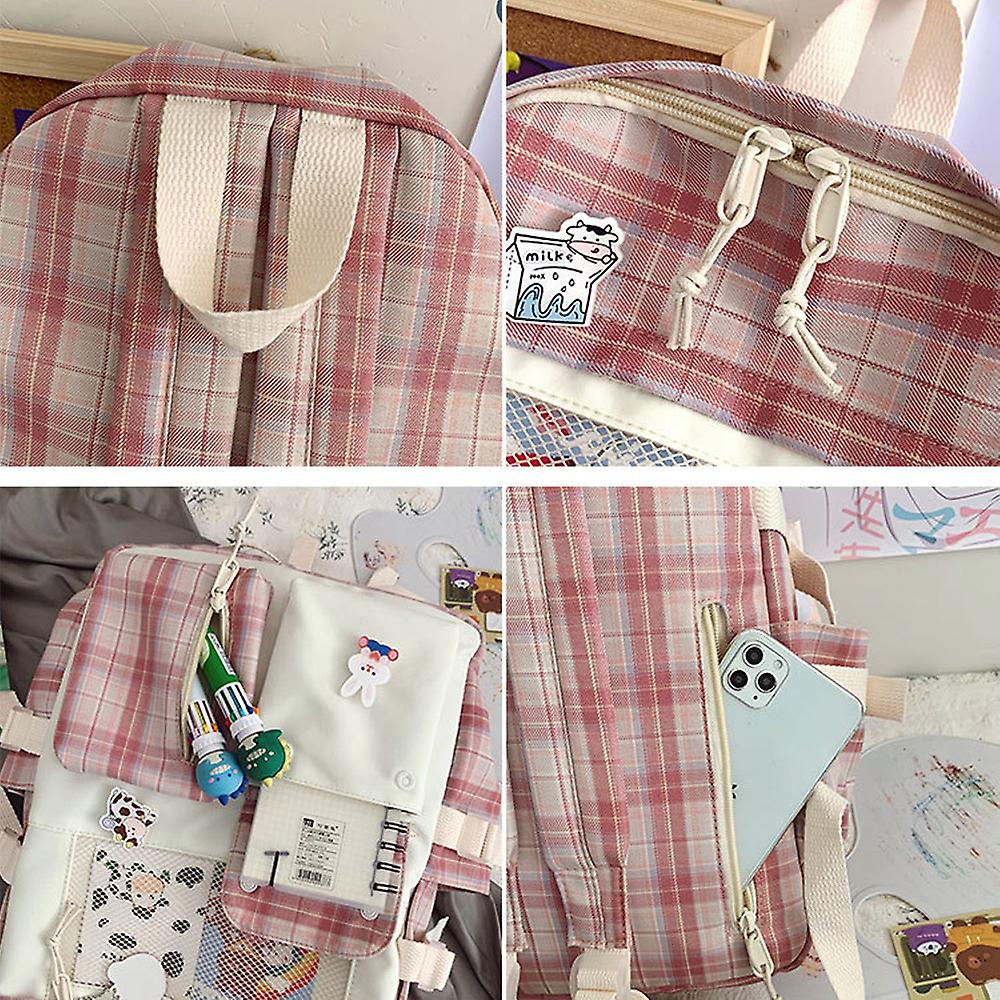 Foto 5 pulgar | Mochila Sanlin Beans Harajuku Ulzzang High School Pink Nylo - Venta Internacional.