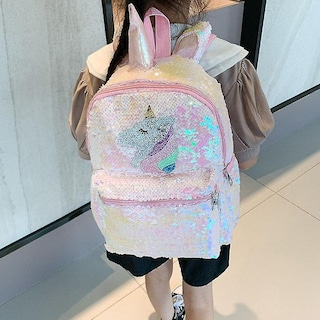 Foto 2 | Mochila Escolar Huoguo, Mochila Escolar Con Lentejuelas Y Lentejuelas De Unicornio - Venta Internacional.