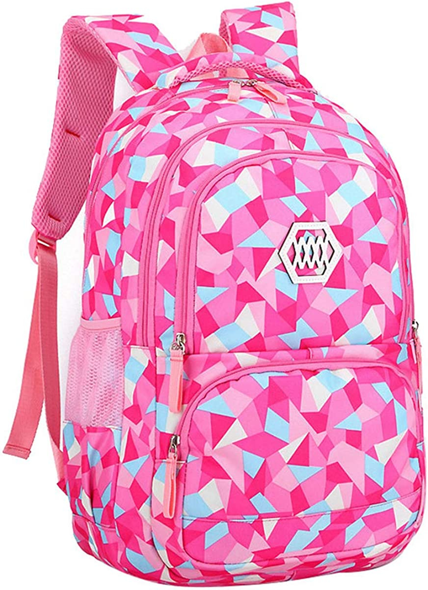 Foto 2 pulgar | Mochila Huoguo Con Estampado Geométrico Para Niñas/niños De Secundaria - Venta Internacional.