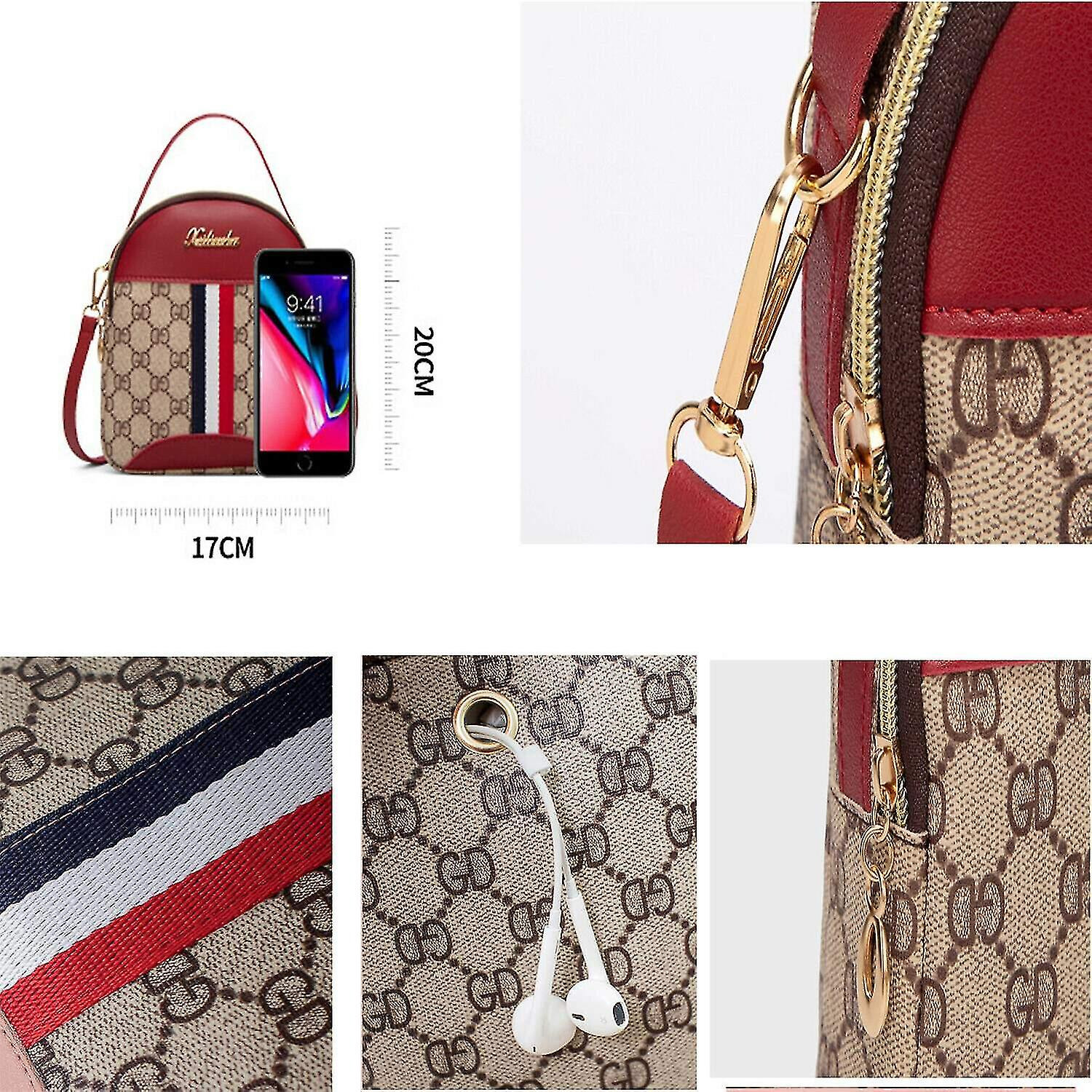Foto 6 pulgar | Mochila Huoguo De Moda Casual Para Mujeres Y Niñas, Roja, Pu+pvc, 16,5 X 6 - Venta Internacional.