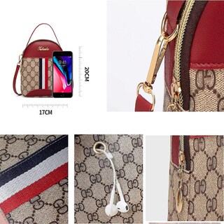 Foto 5 | Mochila Huoguo De Moda Casual Para Mujeres Y Niñas, Roja, Pu+pvc, 16,5 X 6 - Venta Internacional.