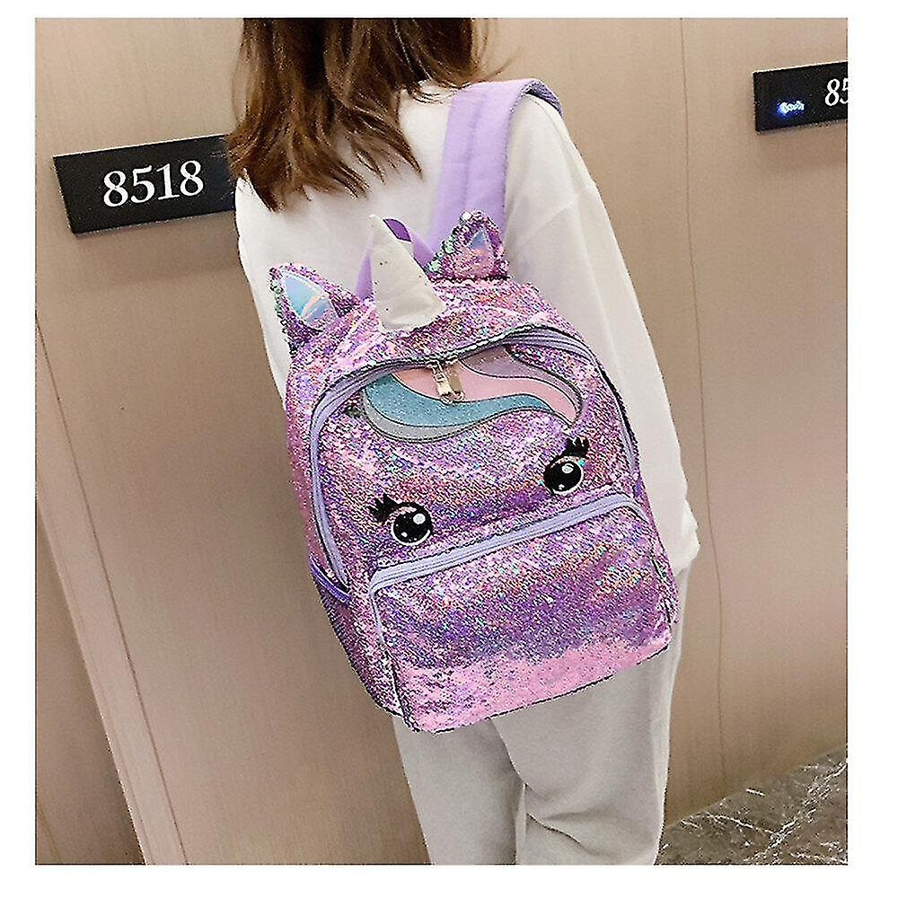 Foto 4 pulgar | Mochila Huoguo Con Lentejuelas De Unicornio Para Niños, Mochila Escolar Para Niñas - Venta Internacional.