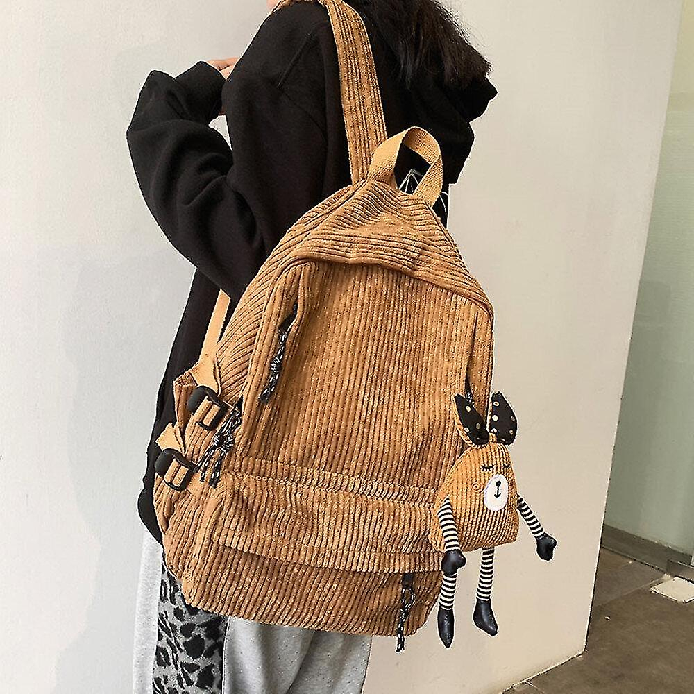 Foto 4 pulgar | Mochila Huoguo, Mochila Escolar Harajuku A Rayas De Pana Para Mujer - Venta Internacional.