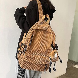 Foto 3 | Mochila Huoguo, Mochila Escolar Harajuku A Rayas De Pana Para Mujer - Venta Internacional.