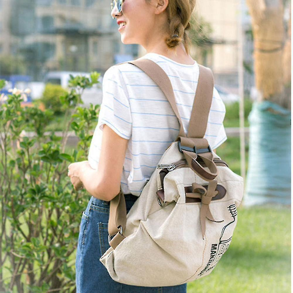 Foto 5 pulgar | Mochila Huoguo Literary And Simple 20-35l Impermeable Blanca - Venta Internacional.
