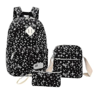 Foto 1 | Juego De Mochilas Huoguo Starry Sky Estampado De Lienzo Negro, 3 Piezas - Venta Internacional.