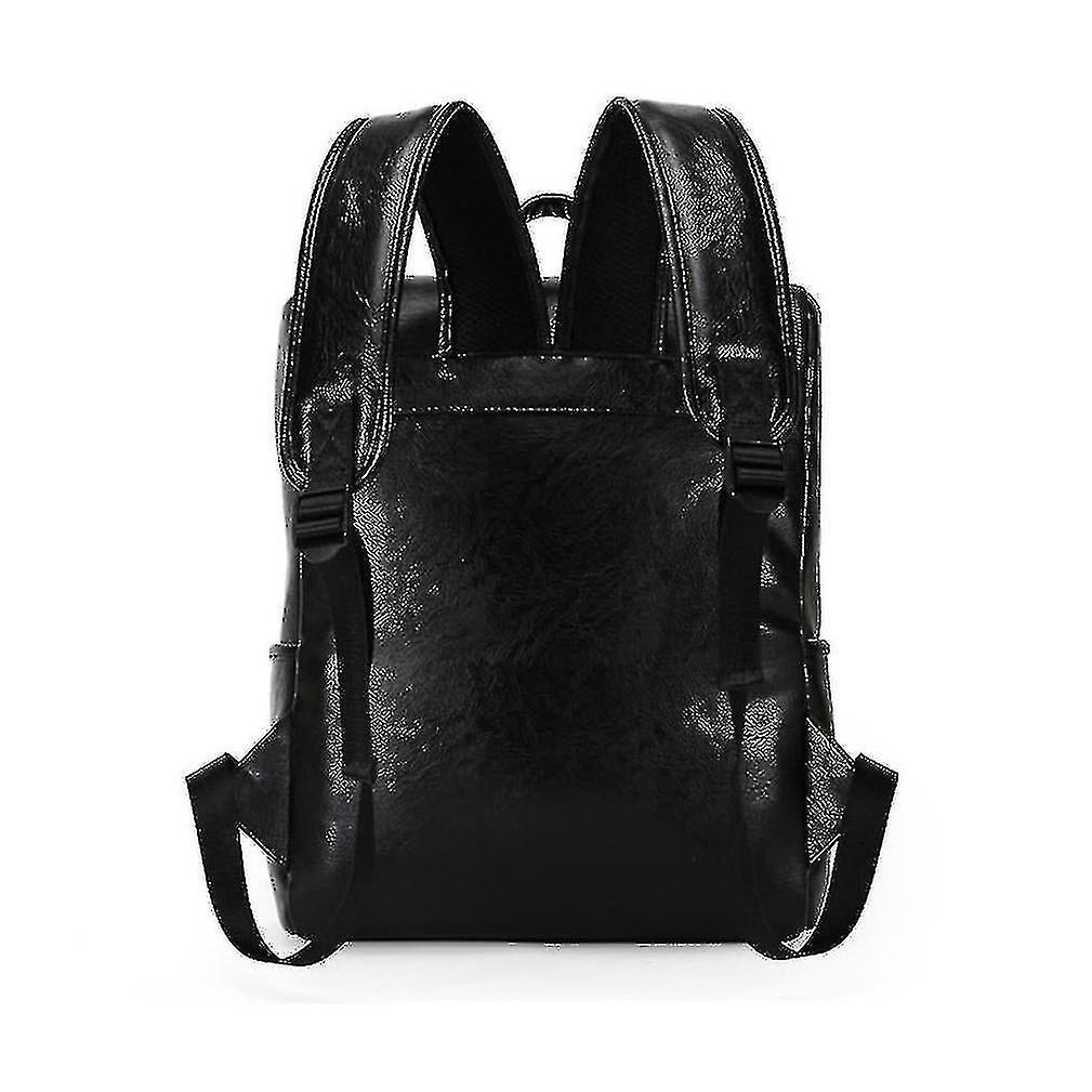 Foto 4 | Mochila Huoguo, Bolso De Viaje De Piel Sintética Para Hombre, Color Negro - Venta Internacional.
