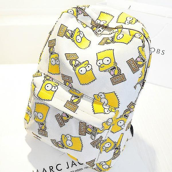 Mochila Huoguo Con Estampado De Los Simpson Sobre Lienzo Blanco Para Estudiantes - Venta Internacional.