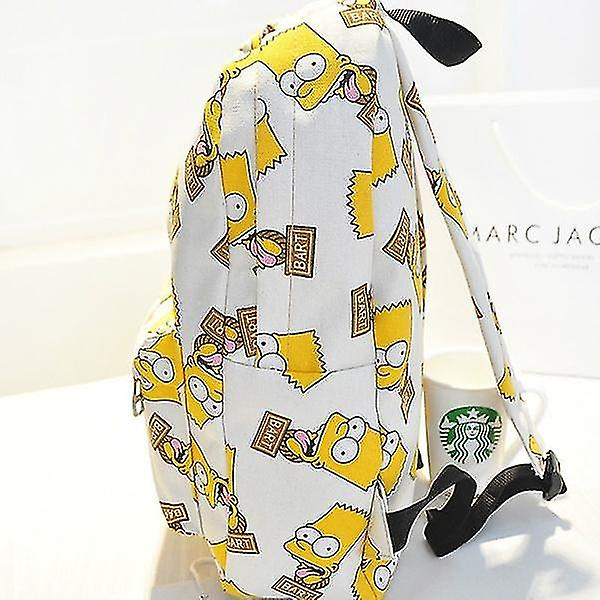 Foto 3 pulgar | Mochila Huoguo Con Estampado De Los Simpson Sobre Lienzo Blanco Para Estudiantes - Venta Internacional.