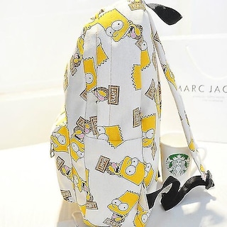 Foto 2 | Mochila Huoguo Con Estampado De Los Simpson Sobre Lienzo Blanco Para Estudiantes - Venta Internacional.