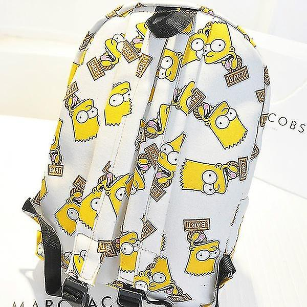 Foto 4 pulgar | Mochila Huoguo Con Estampado De Los Simpson Sobre Lienzo Blanco Para Estudiantes - Venta Internacional.