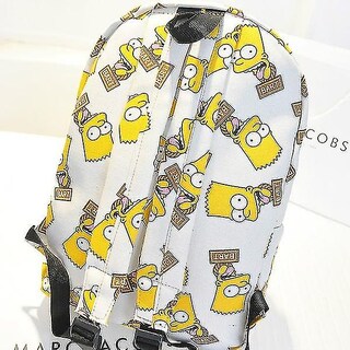Foto 3 | Mochila Huoguo Con Estampado De Los Simpson Sobre Lienzo Blanco Para Estudiantes - Venta Internacional.